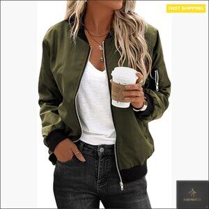 Lightweight Quilted Bomber Jacket with Pockets, Zip Front, Regular Fit